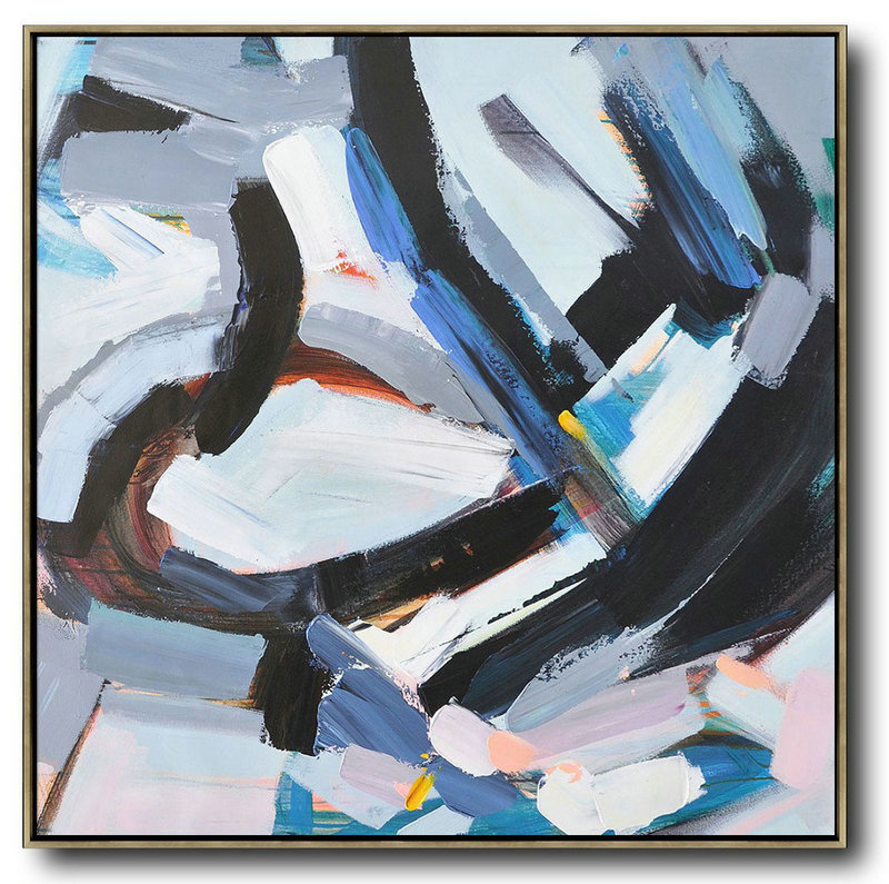 Large Modern Abstract Painting,Oversized Palette Knife Painting Contemporary Art On Canvas,Big Canvas Painting,White,Gray,Black,Blue.etc